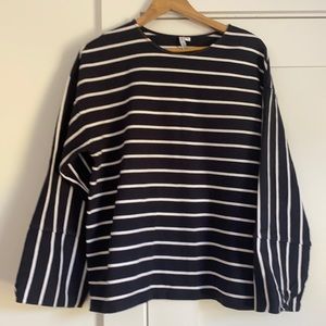 & Other Stories blue and white striped sweatshirt